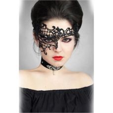 Еротична ажурна Венеціанська маска для рольових ігор чорна SKN-C012