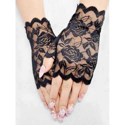 Кружевные перчатки черные SKN-C015