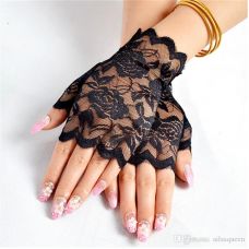 Кружевные перчатки черные SKN-C015