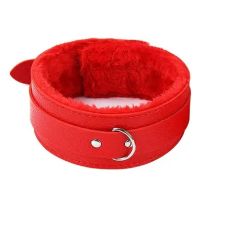 Нашийник з хутром БДСМ червоного кольору SKN