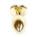 Анальная пробка металлическая золотистая с салатовым стразом в форме сердца SKN Размер S