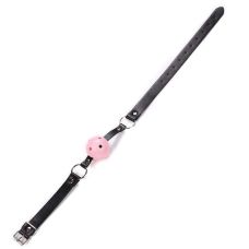 Кляп-шар в рот на ремешке для БДСМ-игр Classic plastic SKN розовый