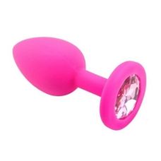 Силиконовая анальная пробка с кристаллом SKN-KSIL-03L размер L