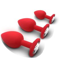 Комплект силиконовых анальных пробок с кристаллом SKN-KSIL-04 размер S M L