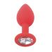 Силиконовая анальная пробка с кристаллом красная SKN-KSIL-04M размер M