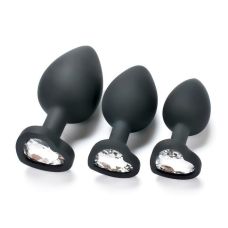 Комплект силиконовых анальных пробок с кристаллом skn-ksil-05 размеры S M L