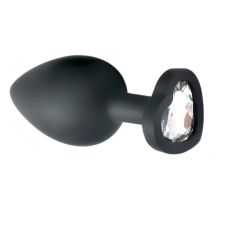 Силиконовая анальная пробка с кристаллом черная SKN-KSIL-05L размер L