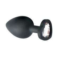 Силиконовая анальная пробка с кристаллом черная SKN-KSIL-05M размер M