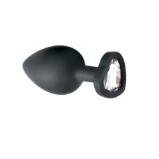 Силиконовая анальная пробка с кристаллом чёрная SKN-KSIL-05S размер S