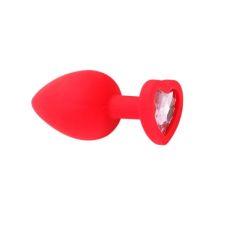 Силиконовая анальная пробка с кристаллом красная SKN-KSIL-06S размер S