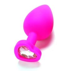 Силиконовая анальная пробка с кристаллом розовая SKN-KSIL-07L размер L