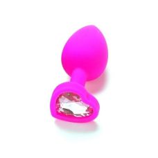 Силиконовая анальная пробка с кристаллом розовая SKN-KSIL-07S размер S