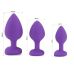 Комплект фиолетовый силиконовых анальных пробок с кристаллом размеры S M L