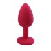 Силиконовая анальная пробка красная с фиолетовым кристаллом SKN размер S