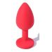 Силіконова анальна пробка червоного кольору з рожевим кристалом SKN розмір S