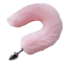 Металева анальна пробка з рожевим хвостом SKN розмір XS