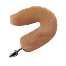 Анальна металева пробка з коричневим хвостом SKN розмір XS