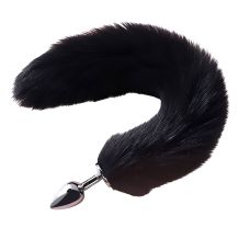 Анальна пробка металева з чорним хутряним хвостом розмір XS SKN-L10