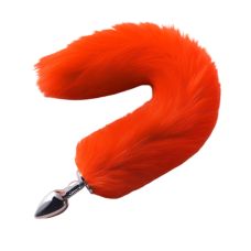 Анальная пробка металлическая с меховым красным хвостом размер XS SKN-L14