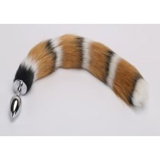 Металева анальна пробка з хвостом з хутра SKN-L27 розмір S