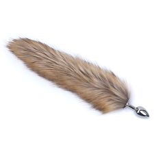 Анальна пробка металева срібляста із коричневим хвостом SKN модель L29 розмір S