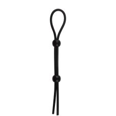 Лассо на пенис эрекционное с двумя фиксирующими бусинками черное SKN-LS002