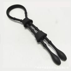 Силіконове ласо на пеніс еректильне з двома фіксаторами SKN-LS003 чорне