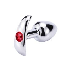 Анальная пробка серебристая с красным кристаллом SKN-MS08