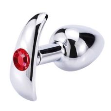 Анальная пробка серебристая с красным кристаллом SKN-MS09