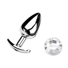 Анальная пробка якорь с прозрачным кристаллом White размер S