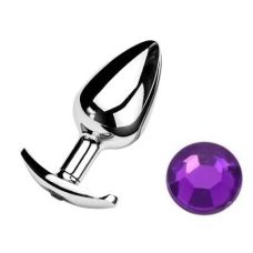 Анальная пробка якорь с фиолетовым кристаллом Purple размер S