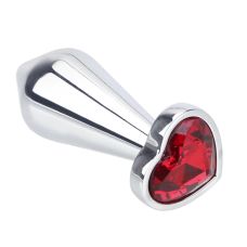 Анальна пробка металева з червоним кристалом SKN