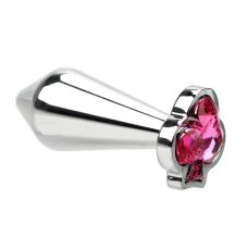 Металева анальна пробка з рожевим кристалом SKN