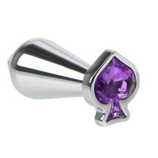 Анальная пробка металлическая с фиолетовым кристаллом SKN