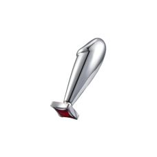 Анальная пробка металлическая с красным камнем "Бубновая масть" SKN-MS50