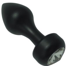 Анальна пробка чорна з безбарвним кристалом зі сталі SKN-MS56