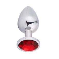 Металлическая анальная пробка с красным кристаллом SKN-MS61( размер S )