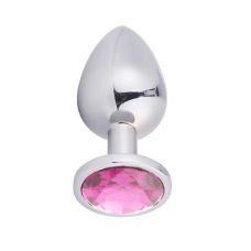 Металлическая анальная пробка с розовым кристаллом SKN-MS63 ( размер S )