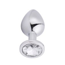 Металлическая анальная пробка с бесцветным кристаллом SKN-MS65 ( размер S )