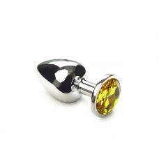 Металлическая анальная пробка с желтым кристаллом SKN-MS66 ( размер S )