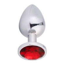 Анальна пробка з металу з червоним кристалом SKN розмір M