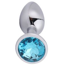 Анальна пробка з блакитним кристалом SKN-MS70 (розмір L )