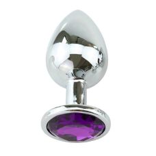 Анальна пробка срібляста з фіолетовим кристалом SKN-MS73 (розмір M )