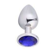 Анальна пробка срібляста з синім кристалом SKN-MS77 (розмір S )