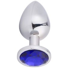 Анальна пробка срібляста з синім кристалом SKN-MS79 (розмір L )