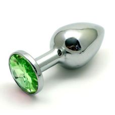 Анальна пробка срібляста з зеленим кристалом SKN-MS84 (розмір M )