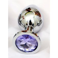 Анальна пробка срібляста з бузковим кристалом SKN-MS91 (розмір M )