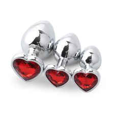 Комплект анальных пробок с красным кристаллом сердечко SKN-NMS04 ( размер S, M, L )