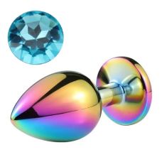 Металева анальна пробка хамелеон з блакитним кристалом SKN розмір S