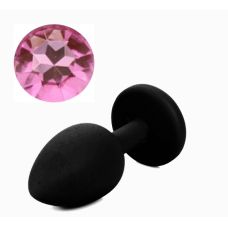 Силиконовая анальная пробка с малиновым кристаллом SKN размер S